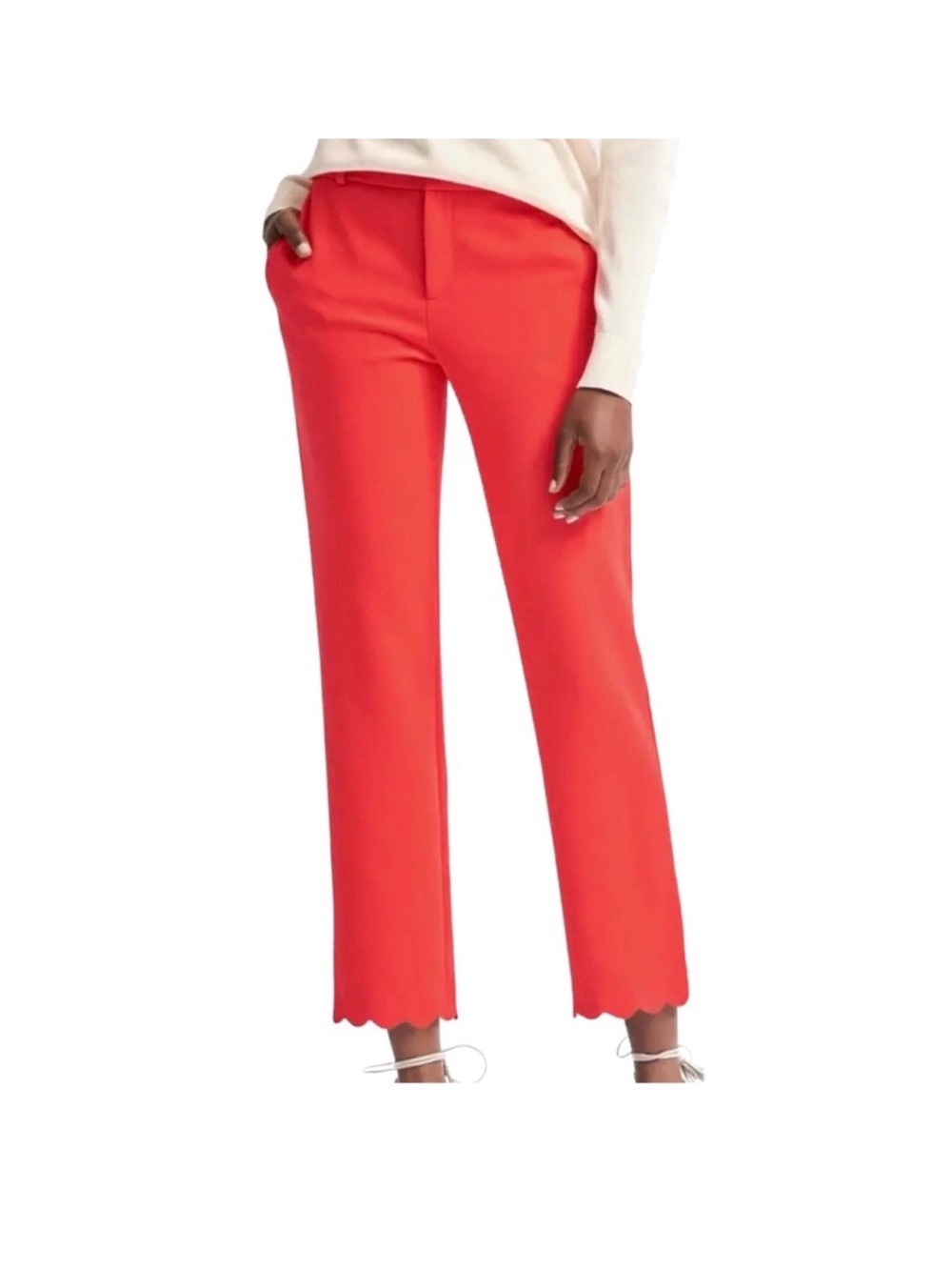 Banana Republic coral Scallop-Hem Straight Leg ankle pants size 6